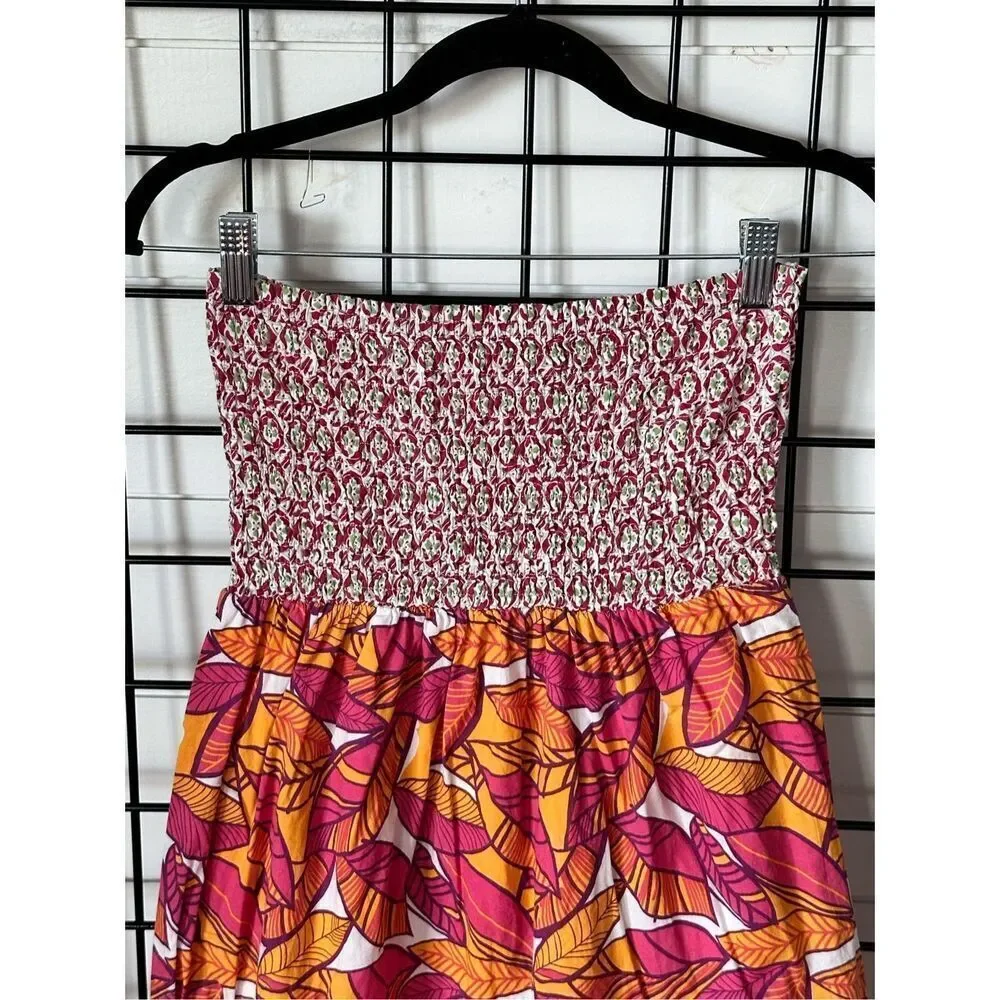 Speed Control Ruched Strapless‎ Pull-On Dress Womens M Pink Cottagecore - Picture 3 of 11